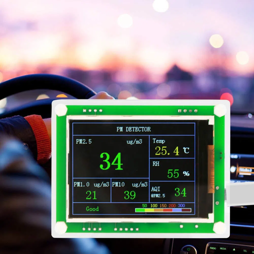 Rilevatore della qualità dell'aria, monitor digitale del rivelatore di qualità dell'aria PM2.5 multifunzionale T2 2,8 '' in PM1.0, PM10.0, PM2.5, temperatura, umidità, particolato per la