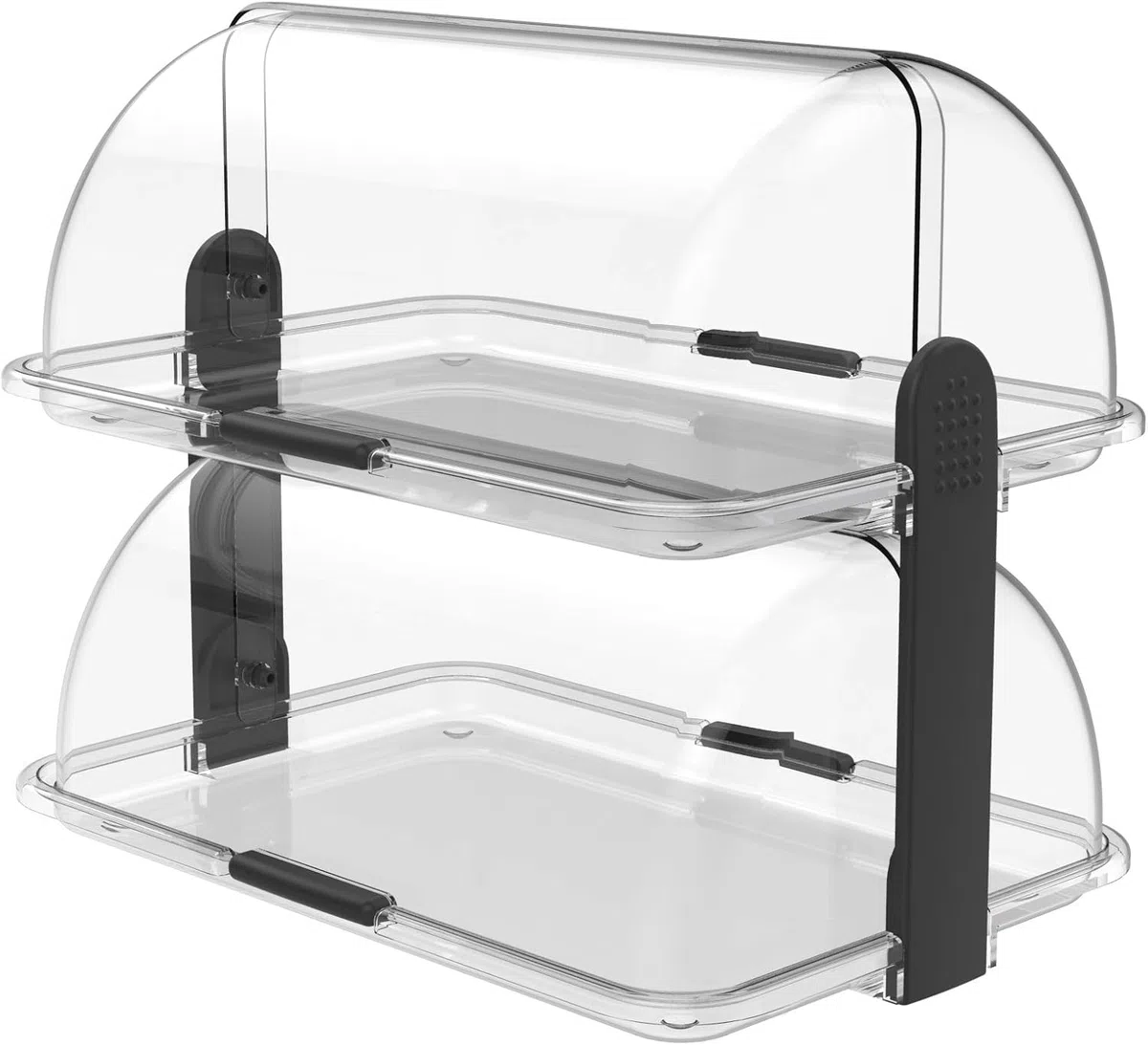 Vetrinetta Doppio Ripiano da Banco Trasparente BPA Free 38x26 h35 vetrina Contenitore Espositore per Alimenti Plastica Atossica per Hotel e Ristoranti Doppio Livello