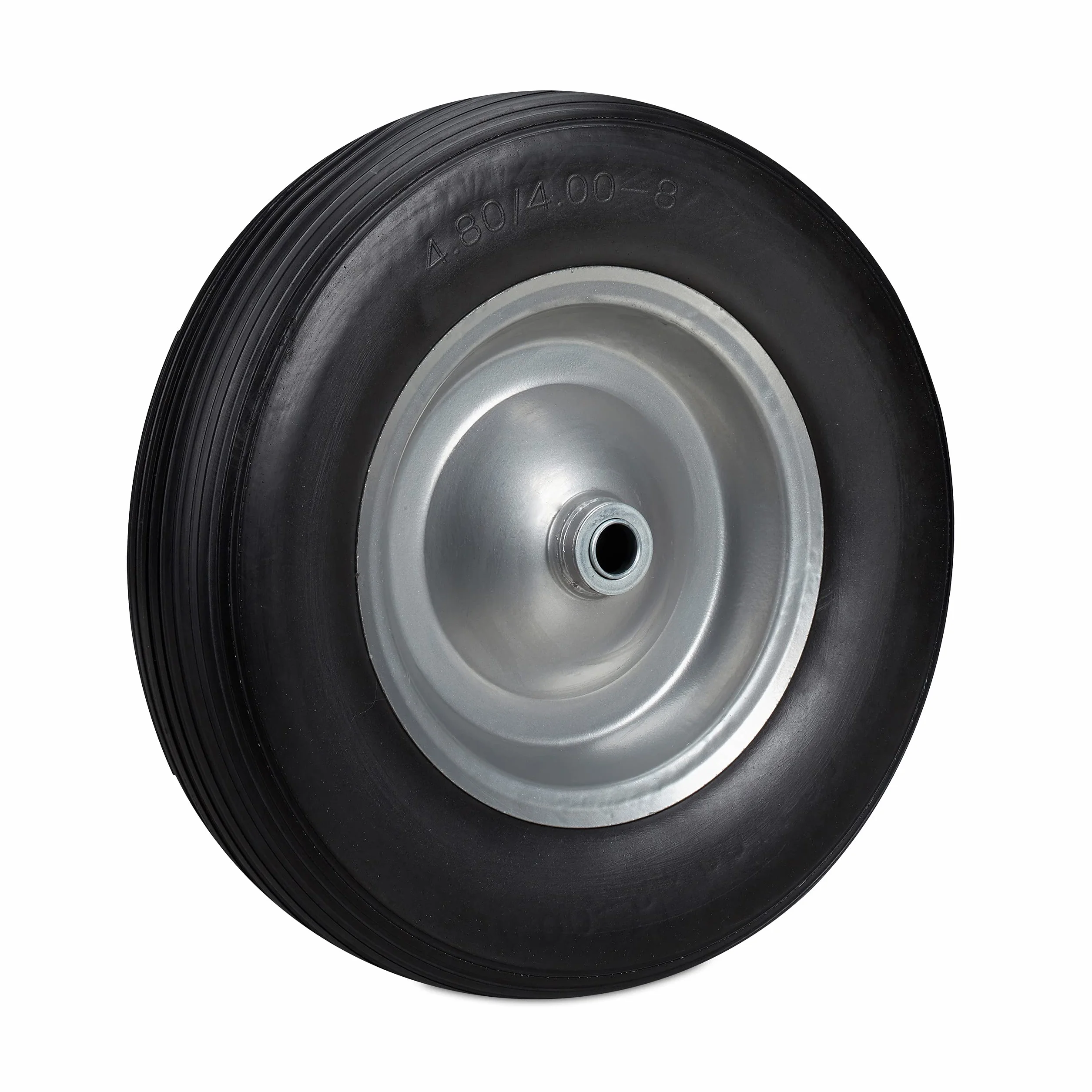 Relaxdays 2X Ruota per Carriola 4.80 4.00-8 in Gomma Piena Cerchione di Acciaio, Antipanne, Carico Max 100 kg, Nero Grigio