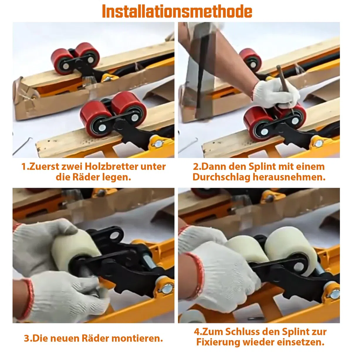 4 pezzi di ruote per carrello in poliammide nylon 80 x 70 mm, asse 20 mm, con cuscinetti a sfera. Ruote di ricambio per carrello, capacità di carico max 1000 kg
