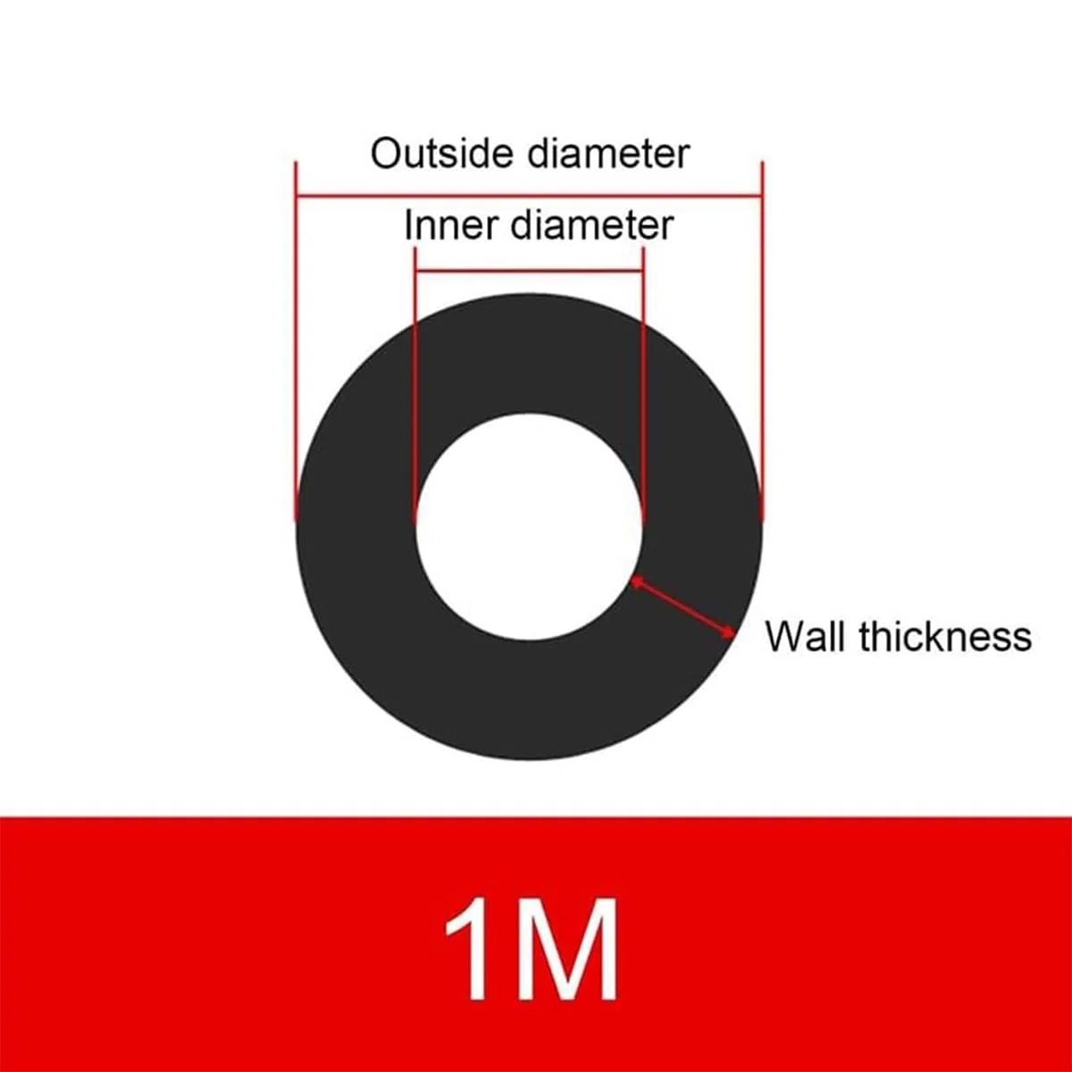 Tubo In Silicone Nero, Diametro Interno 1 M, 10-25 mm, Flessibile, Gomma Morbida, Resistente Al Calore, for Pompa Dell'aria for Acquario(ID 10mm x OD 14mm)