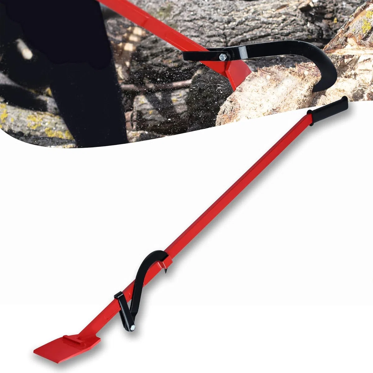 Froadp 130 cm, con gancio reversibile e manico antiscivolo, pala di porco professionale per cascate degli alberi, in acciaio, foresta, cunei per la lavorazione del legno, portata fino a 250 kg