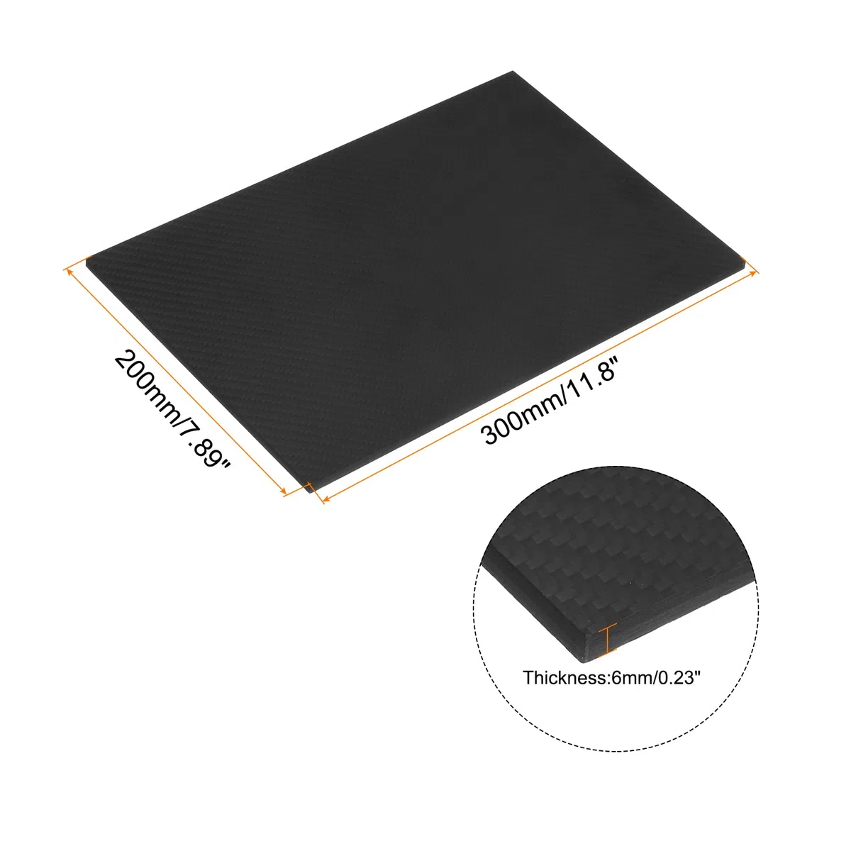 QUARKZMAN 1Pz Lamina in Fibre di Carbonio 300×200×6mm Superficie Brillante Piastra in Fibre di Carbonio Forgiato Pellicola Adesiva Tessuto Piatto per Aquiloni Aeroplani RC