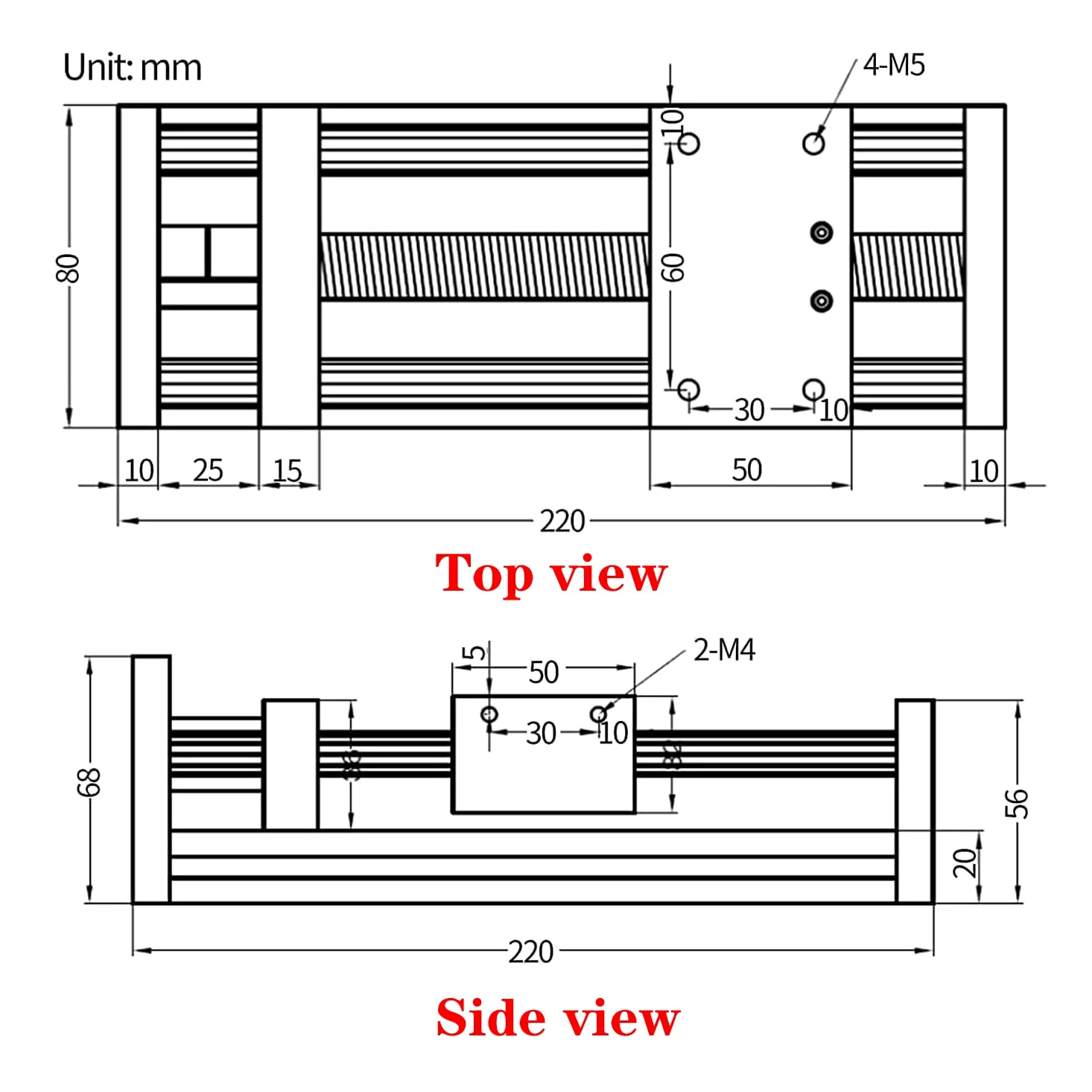 RATTMMOTOR - Guida lineare CNC, azionamento lineare con corsa effettiva di 100 mm, attuatore da banco lineare con cuscinetto a sfere e motore passo-passo Nema23 per fresatrice CNC