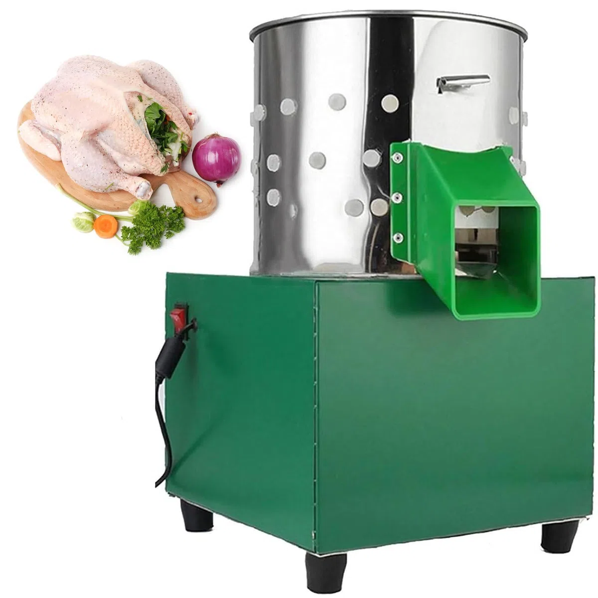 Piccolo spennapolli, macchina elettrica per la rimozione delle piume in acciaio inox, spennapolli automatico pesante per 3–5 polli per lotto, per elaborazione di quaglie e pollame