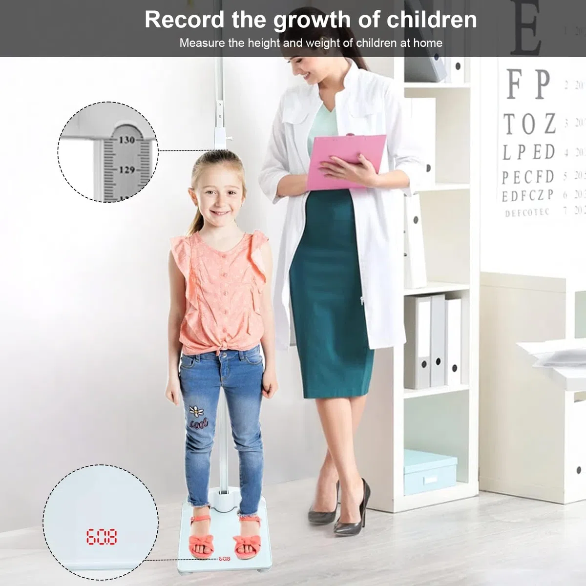 Bilancia-peso bilancia digitale piattaforma combinata con telemetro portatile rimovibile peso massimo 100 kg, altezza asta: 191 cm, bilancia medica per bambini e adulti