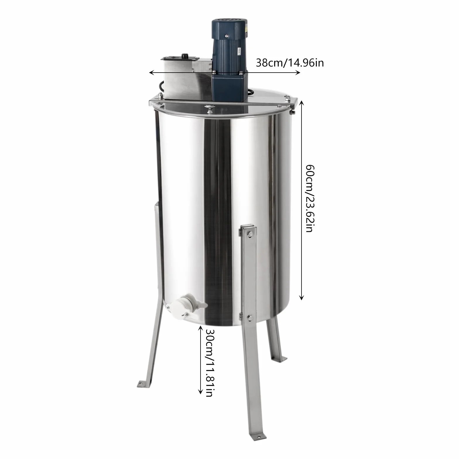 Estrattore di miele centrifuga manuale in acciaio inox per case, basi di allevamento, fattorie, pascoli, argento 38*60CM