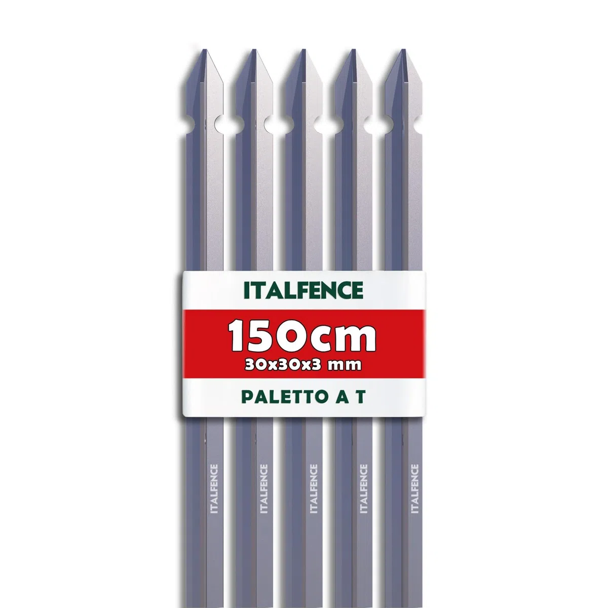Palo a T H150cm 30x30x3mm in ferro zincato per recinzione [10 pezzi]