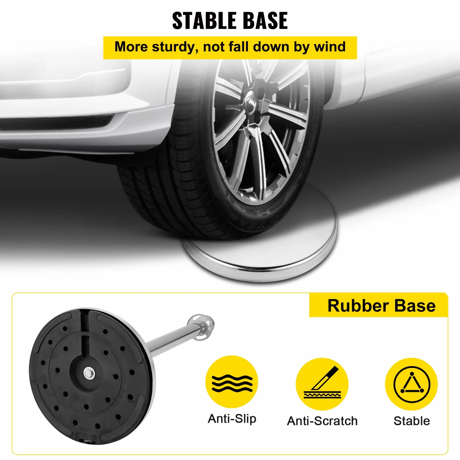 Mophorn Palo separatore a nastro estensibile 4 set barriere di sicurezza a 2 corde, lunghezza della corda 1,5 m argento