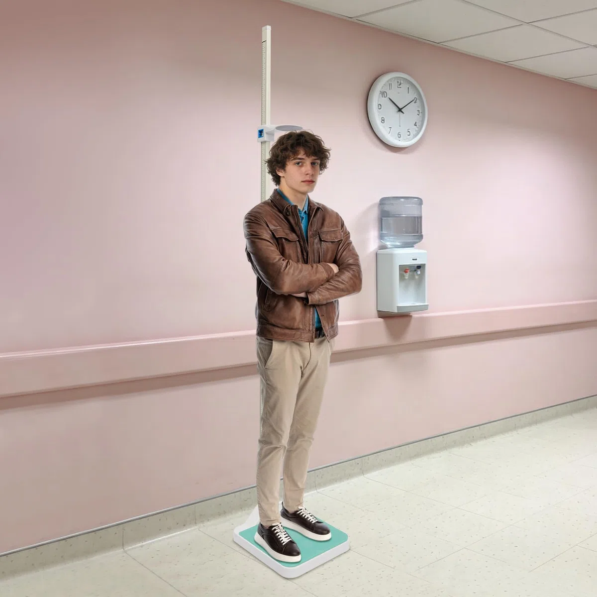Stadiometro medico digitale, bilancia pesapersone con misurazione, indicatore LED e funzione vocale, 3-180 kg, 10-220 cm, divisione 0,05 kg, precisione 0,1 cm, per cliniche, palestre, scuole