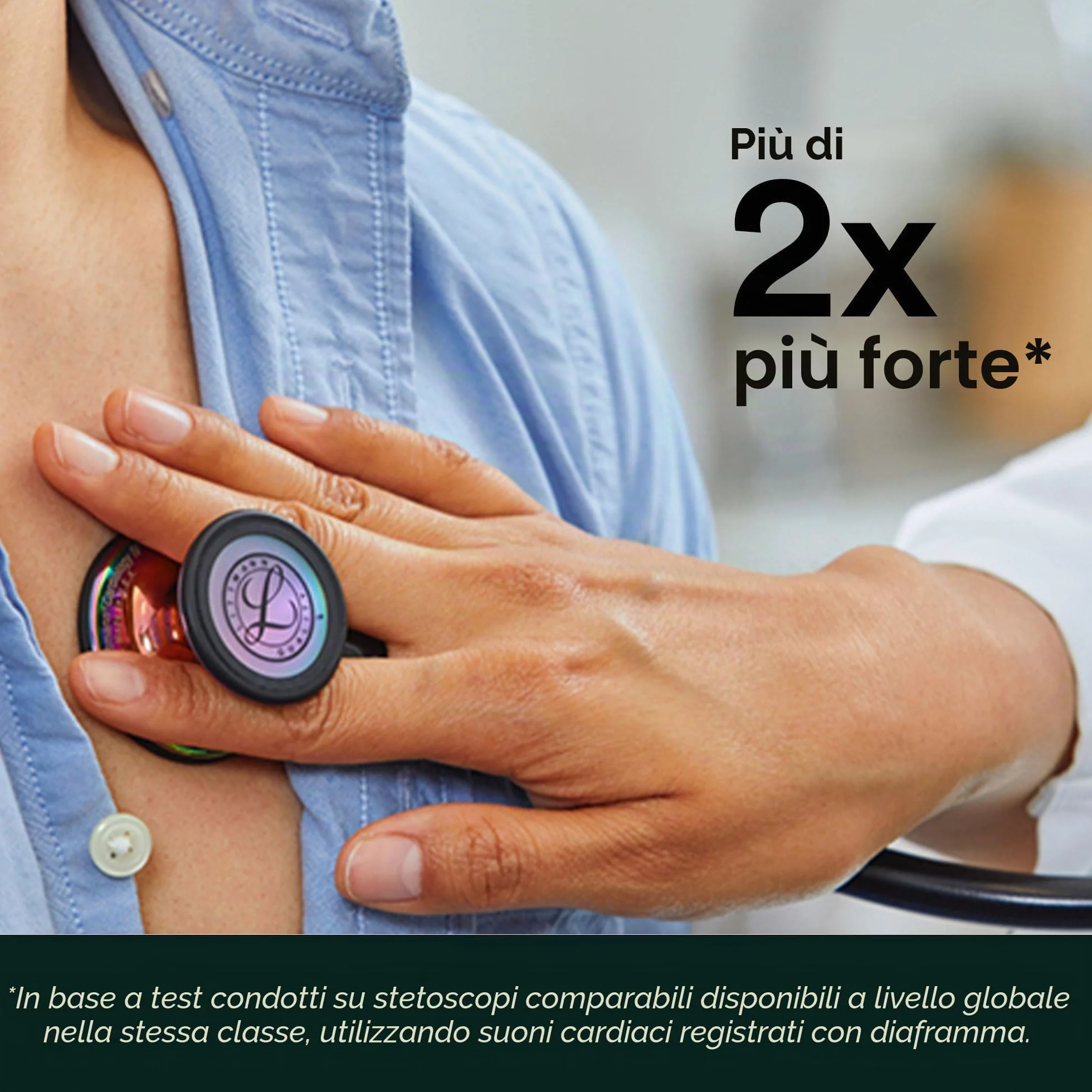 3M Littmann Stetoscopio diagnostico Cardiology IV, testina con finitura nera, tubo auricolare nero, connettore blu e archetto nero, 69 cm, 6201