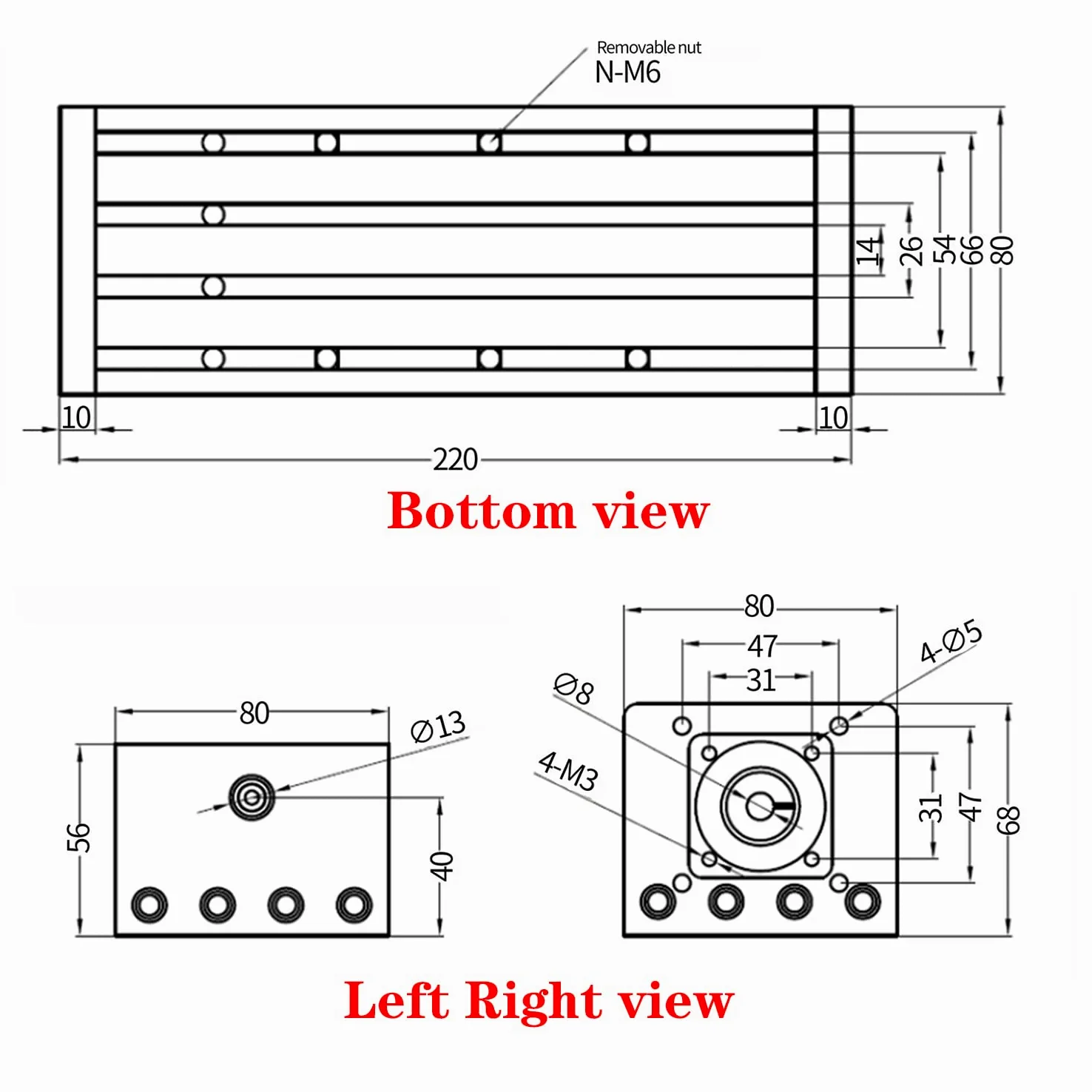 RATTMMOTOR - Guida lineare CNC, azionamento lineare con corsa effettiva di 100 mm, attuatore da banco lineare con cuscinetto a sfere e motore passo-passo Nema23 per fresatrice CNC