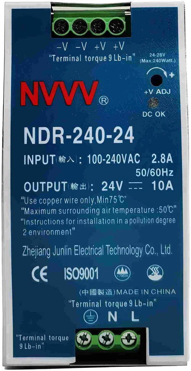 Alimentatore di rete per guida DIN industriale, 24 V, 10 Amp 240 W, 240 W, NDR-240 – 24
