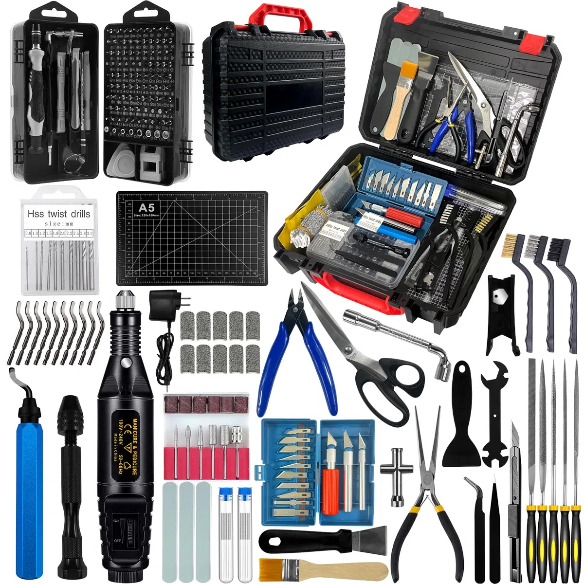 221pcs Kit di Accessori per Stampanti 3D da,Cassetta Attrezzi per Stampanti 3D,Include Utensile per la Sbavatura,Adatto allo Smontaggio,alla Pulizia e alla Lavorazione di Precisione delle Stampanti 3D