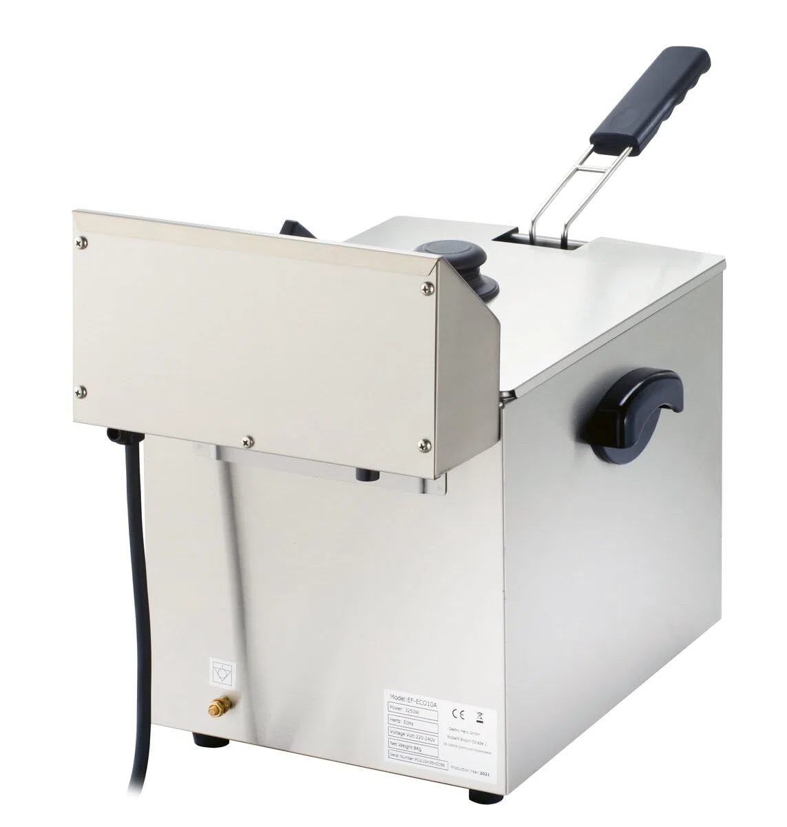 GastroHero Friggitrice elettrica da 10 l, in acciaio inox con rubinetto di scarico, termostato e protezione contro il surriscaldamento, friggitrice compatta ideale per ristoranti e gastronomia