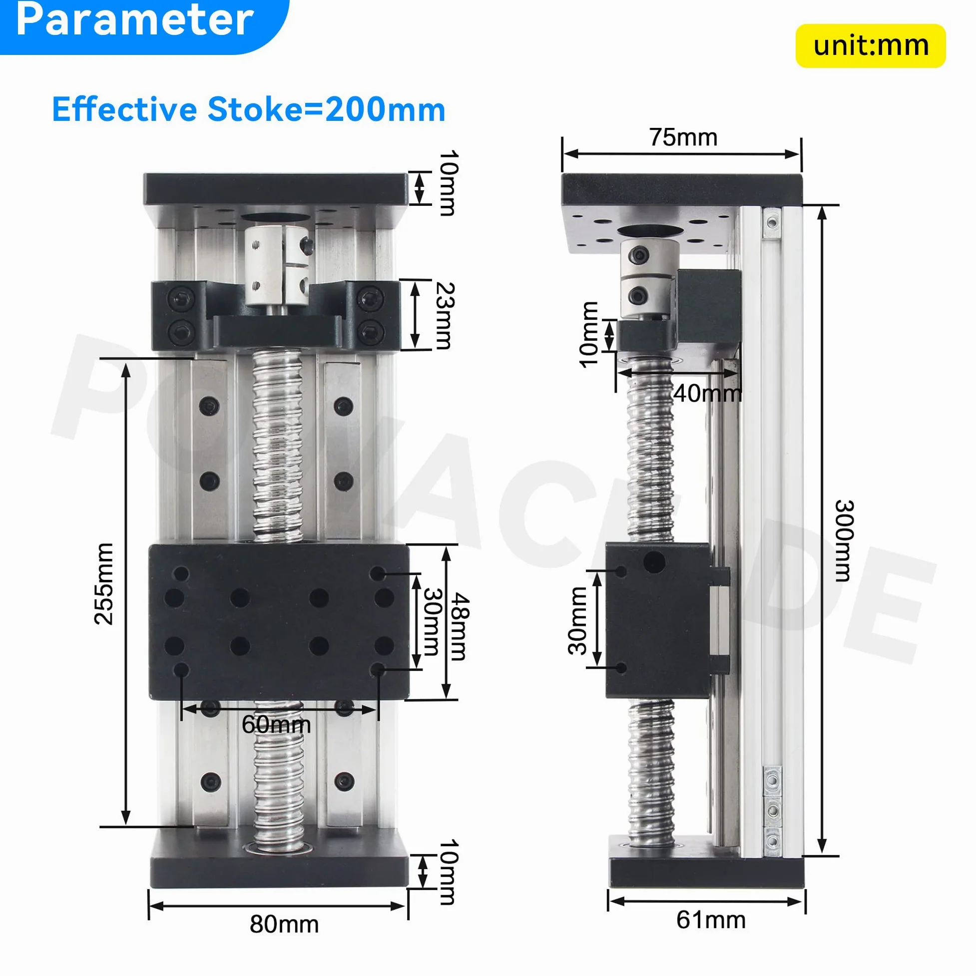 RATTMMOTOR Attuatore lineare, lunghezza 200 mm, doppio attuatore lineare, guida lineare CNC SFU1605 con motore passo-passo Nema23 per asse XY, XYZ