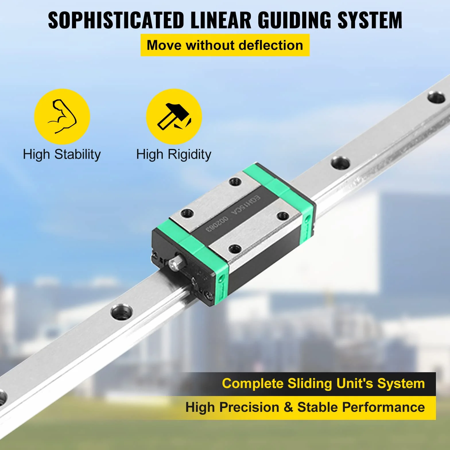 VEVOR Set di Guide per Cuscinetti Lineari, Modello HSR20 1700mm Guida Lineare, 2 Guide di Scorrimento Lineari con 4 Blocchi Cuscinetti e 1 Binario Filettato, Guida Lineare Ferroviaria Uso per Torni