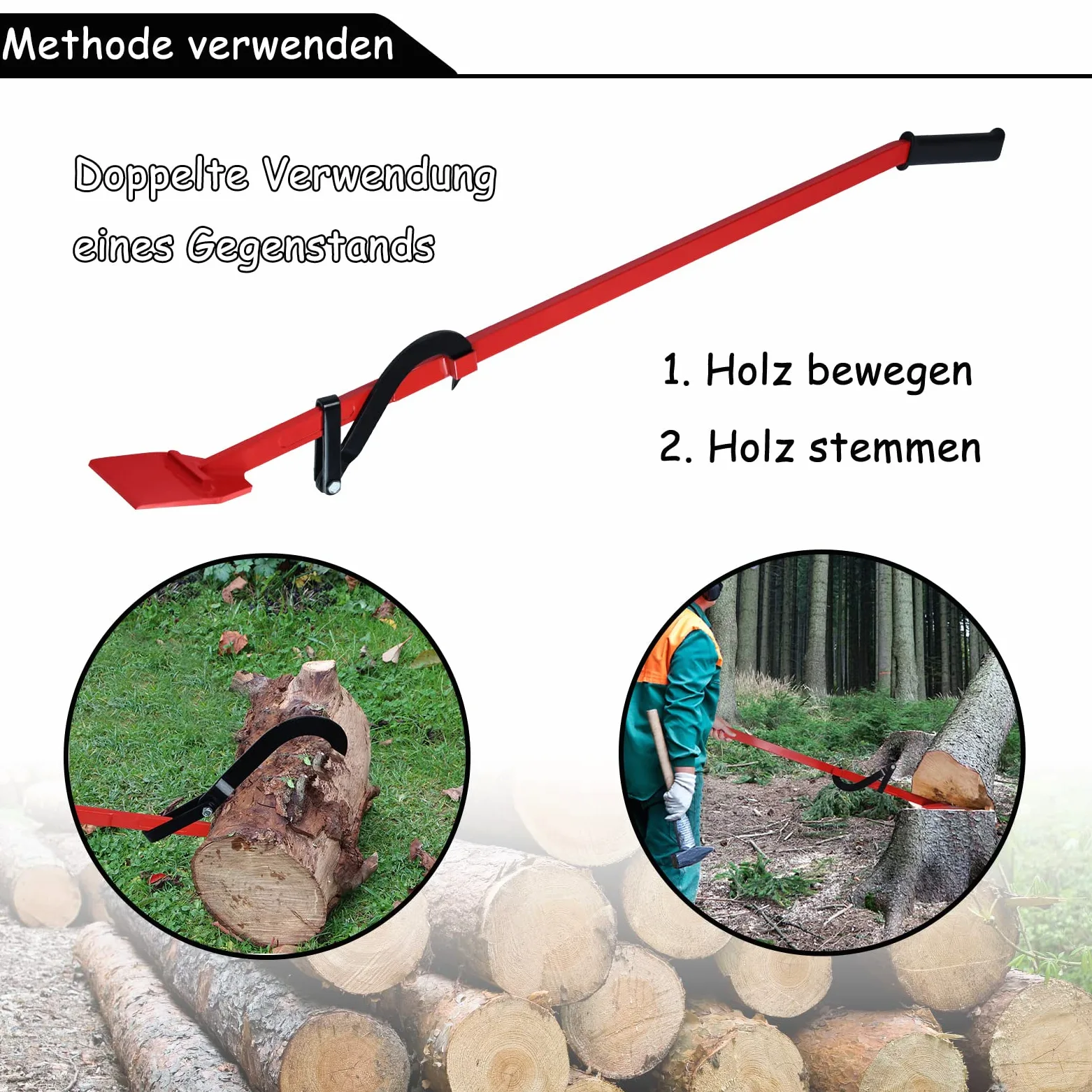 FIVMEN Sollevatore a cascata, 130 cm, forgiato con gancio reversibile e impugnatura antiscivolo, supporto per caduta in acciaio
