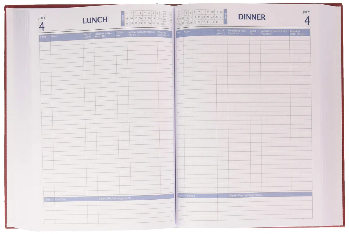 Castelli U07/24-391 Agenda per prenotazioni, per ristorante, formato A4, copertina rossa