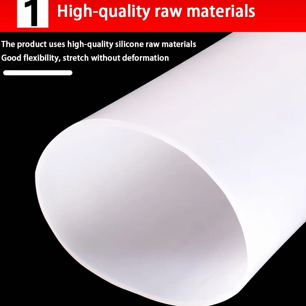 MIFANI Tubo in silicone, Silicone, Tubo, 1M/3.28Ft, 75 * 79mm, Bianco, 1 pezzo