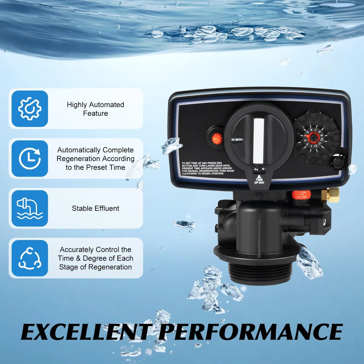 Valvola di Controllo 'addolcitore d'Acqua for Tutta la casa da 110 V 5600 Valvola di Controllo 'Orologio del Timer della valvola 'addolcitore d'Acqua da 12 Giorni Testa di controlavaggio for Serbatoi