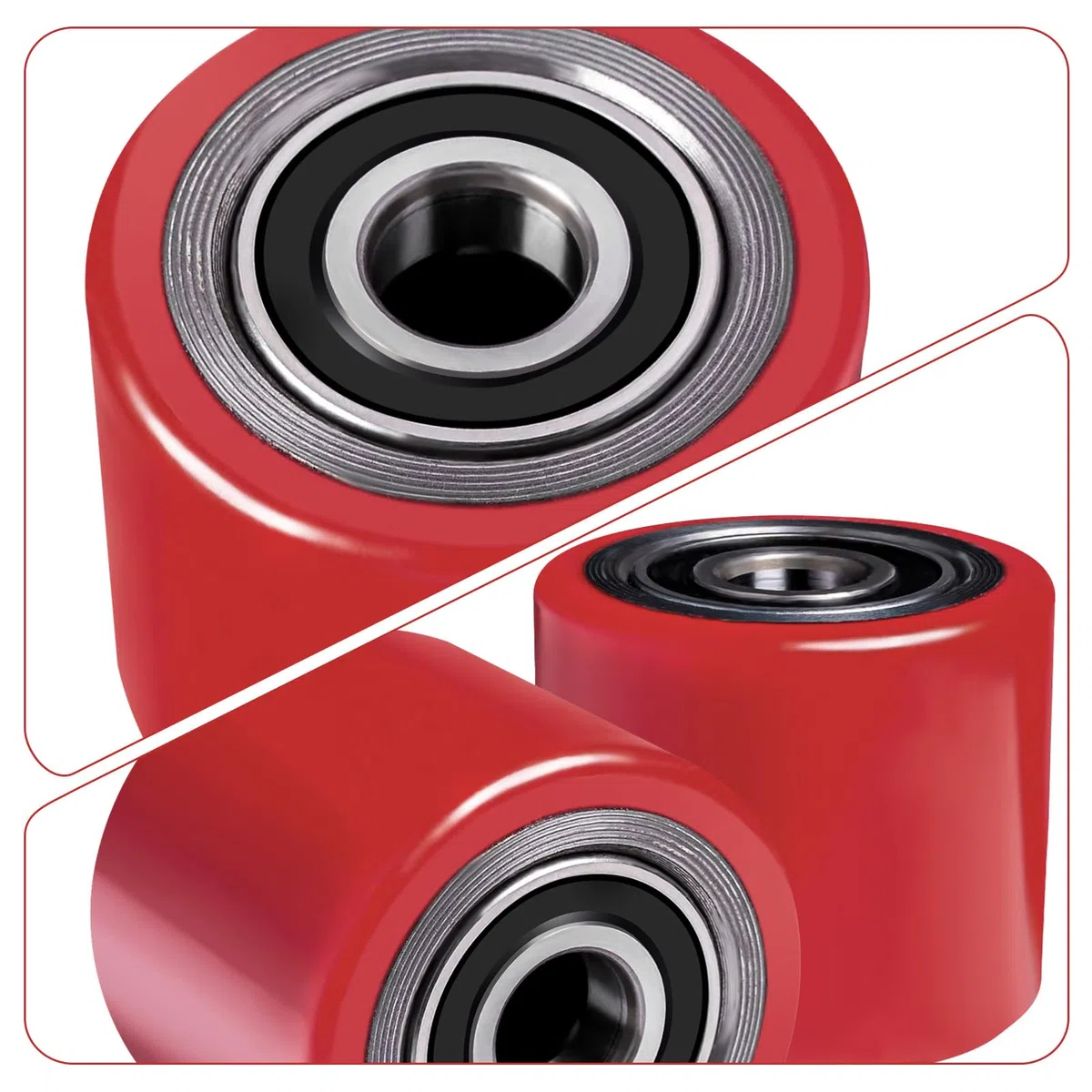 4 pezzi di ruote per carrello in poliuretano 80 x 50 mm, asse 20 mm con cuscinetti a sfera, Ruote di ricambio per carrello, Max. Carico 500 kg