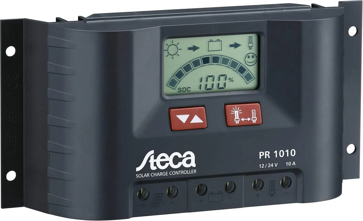 Steca – Regolatore di carica solare con display LCD e Last uscita per 12 V dei consumatori fino a 10 a, 1 pezzi, PR1010