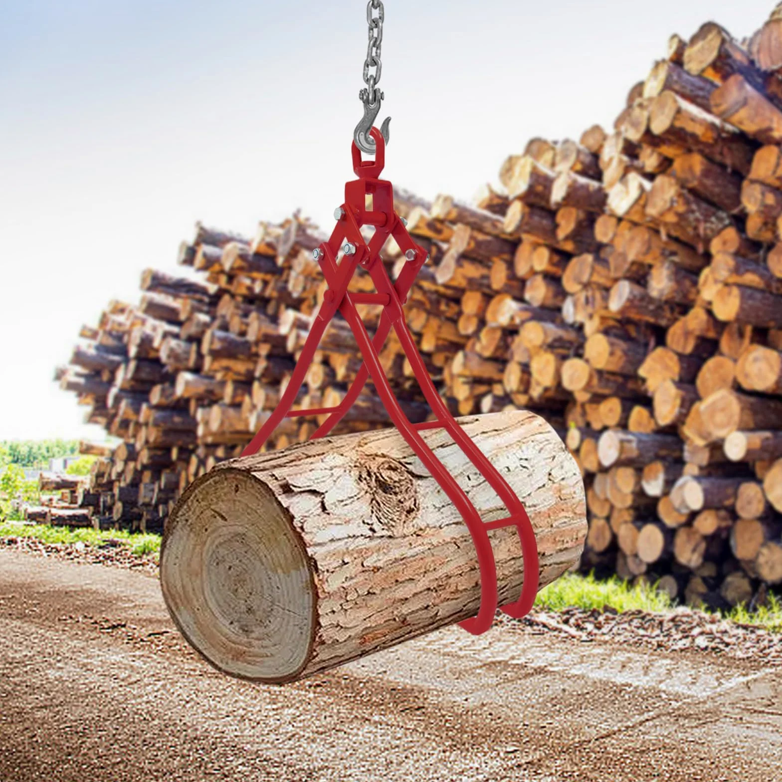 Pinza da 36 pollici per tronco d'albero, pinza per legno, gru foresta, 4 artigli, portata 2T, pinza rotante in legno per sollevamento e trasporto di tronchi pesanti nei lavori forestali