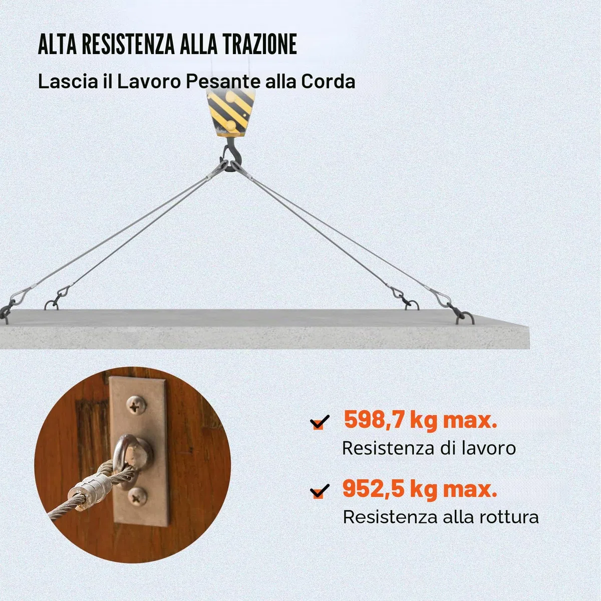 VEVOR Cavo in Acciaio Inossidabile T316 da 150M, Fune Metallica per Cavo Forza di 1T, Corda a Filo da 1x19 Costruzione per Sartiame, Sollevamento, Spinta, Trazione e Trasporto in Energia e Industria