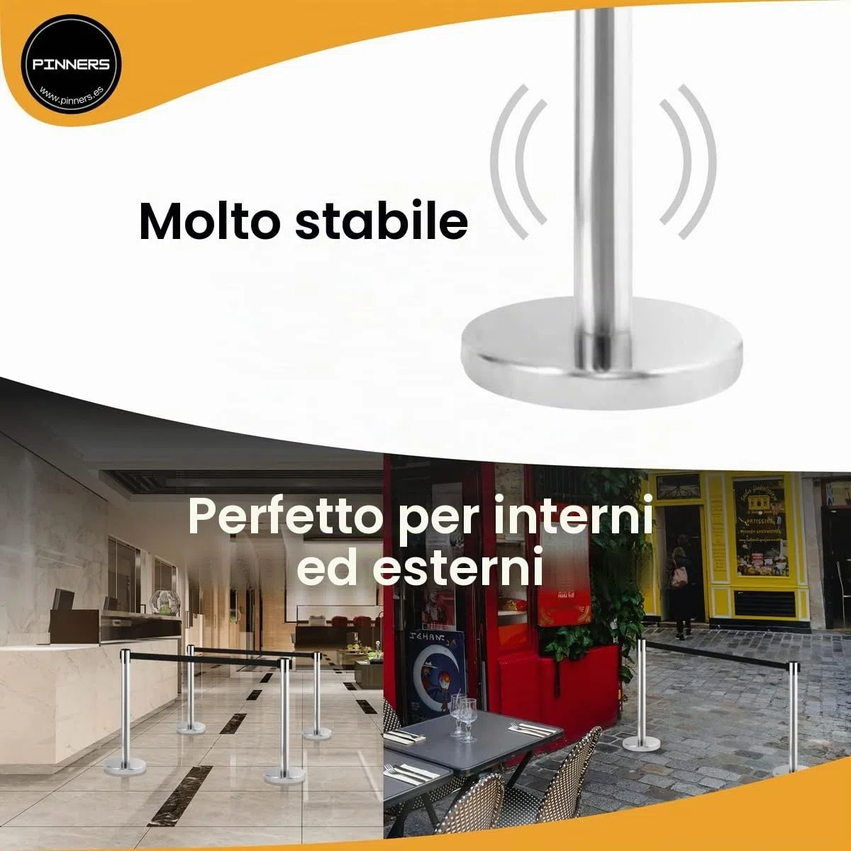 Set di Barriere Retrattili, Barriera con Nastro Estensibile 3 metri (2 unità), Pali Separatori, Nastro di Sicurezza, Nastro Estensibile Retrattile, Barriera Estensibile di Sicurezza 3m
