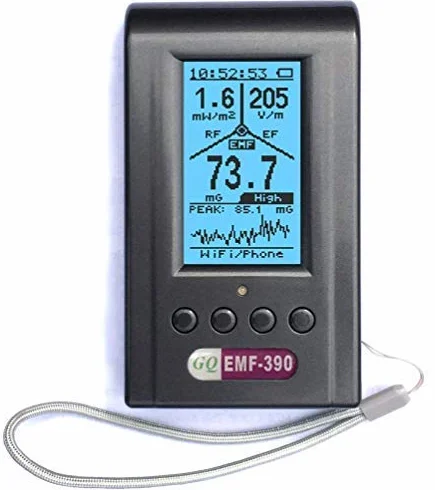 EMF Meter EMF Detector GQ EMF-390 Rilevatore di radiazioni elettromagnetiche 3 in 1 RF Meter 5G Cell Tower Wifi 10G registro dati Analizzatore di spettro 2.5G Rilevatore di frequenza