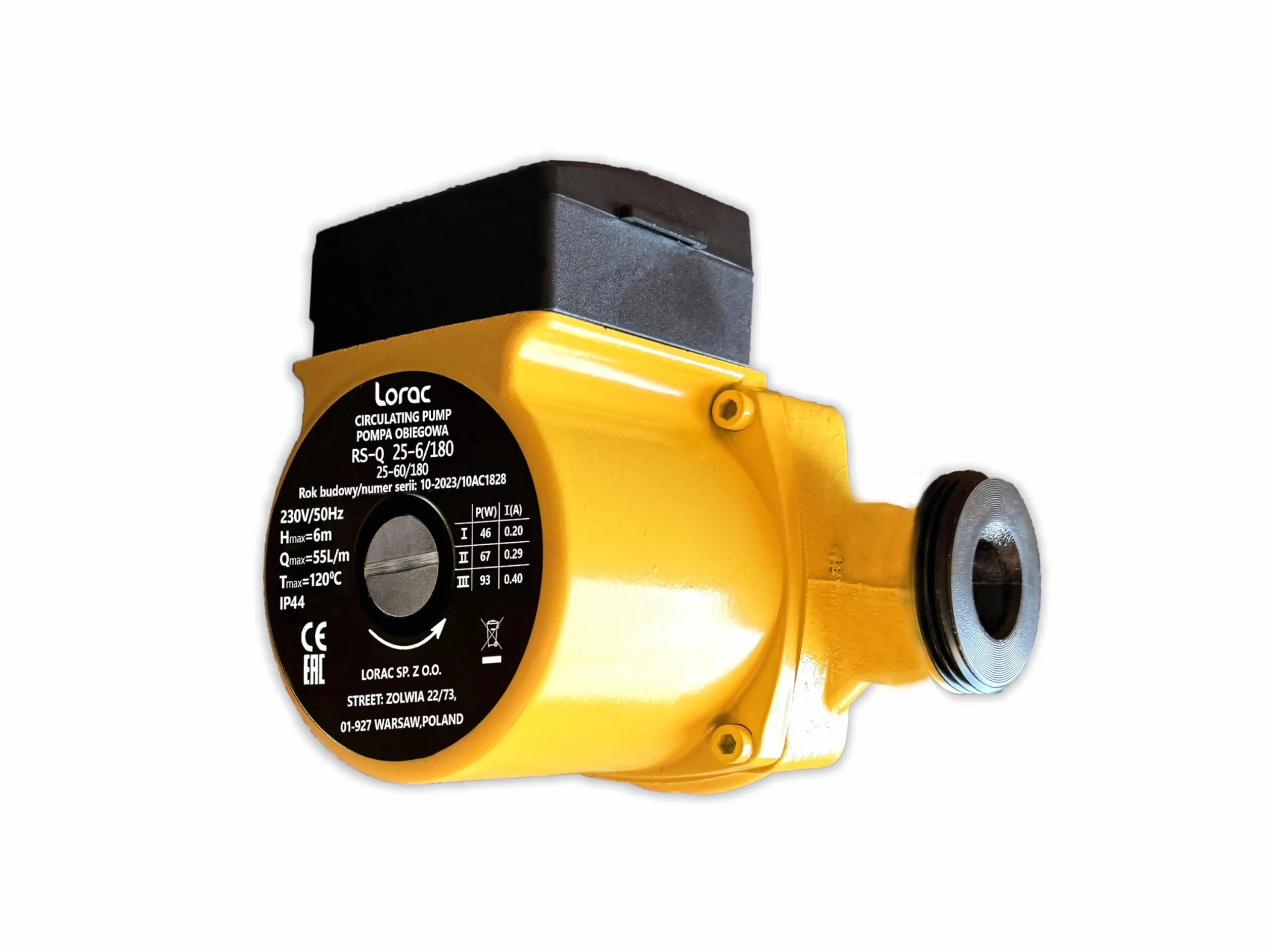 LORAC | Pompa di circolazione 220-240 V, RS-Q 25-60/180, Pompa acqua 3 livelli di potenza, Circolatore riscaldamento domestico e industriale, Booster aumento pressione acqua, IP44