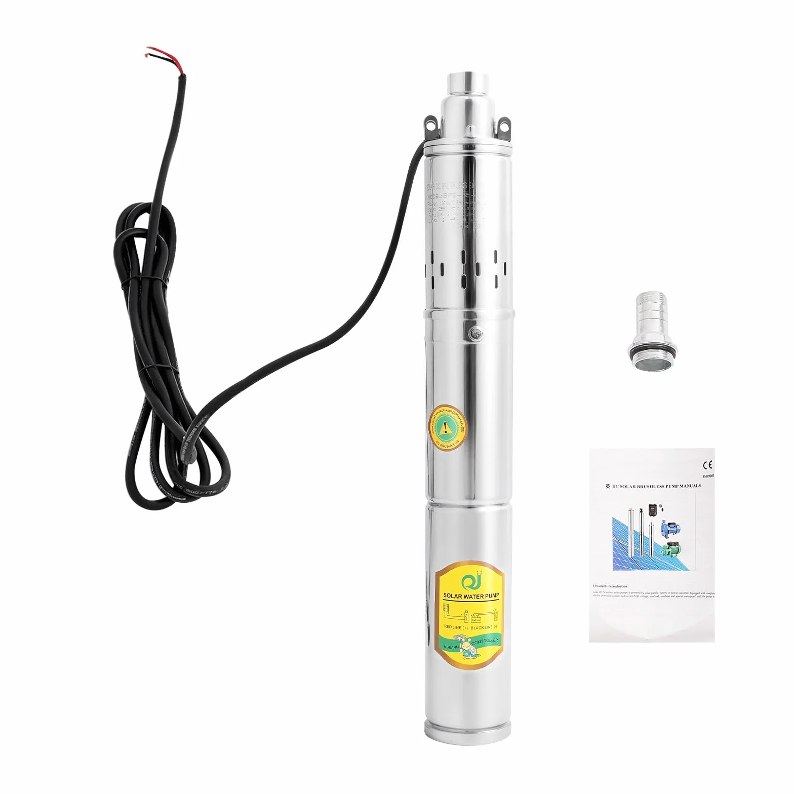 Pompa sommergibile a energia solare, con alloggiamento in acciaio inox, 24 V