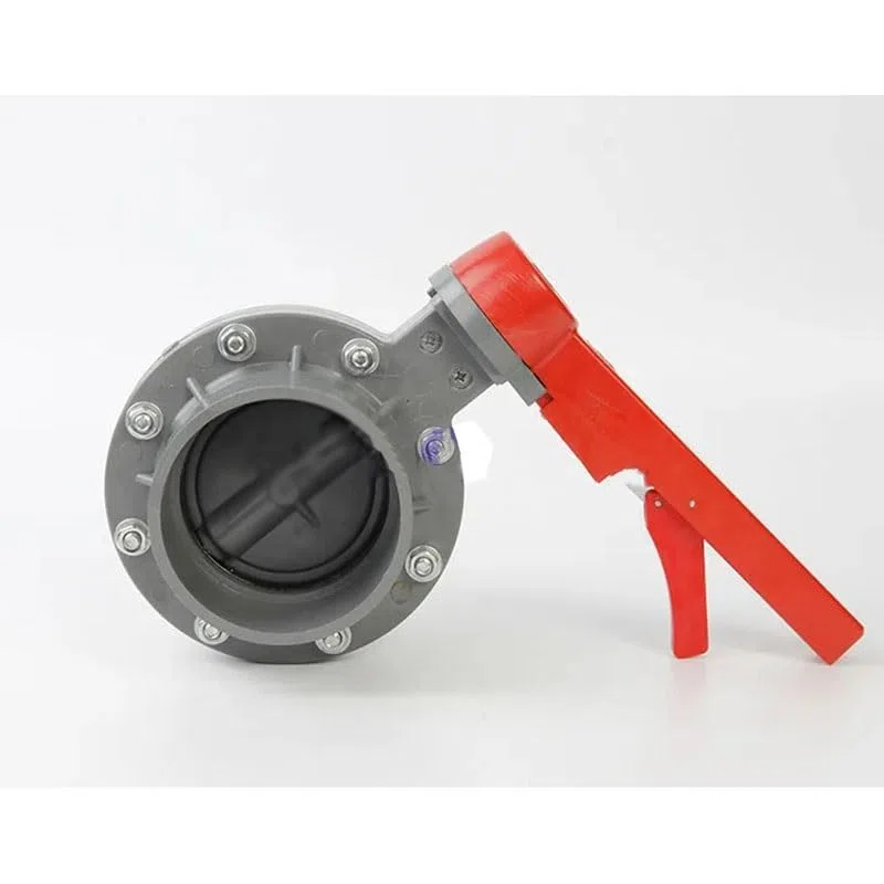 Valvole, valvola a farfalla in PVC, tipo di manicotto, valvola a disco DN 110 mm, valvola a farfalla per irrigazione, valvola a farfalla monopezzo, in plastica (colore: manico galvanizzato)