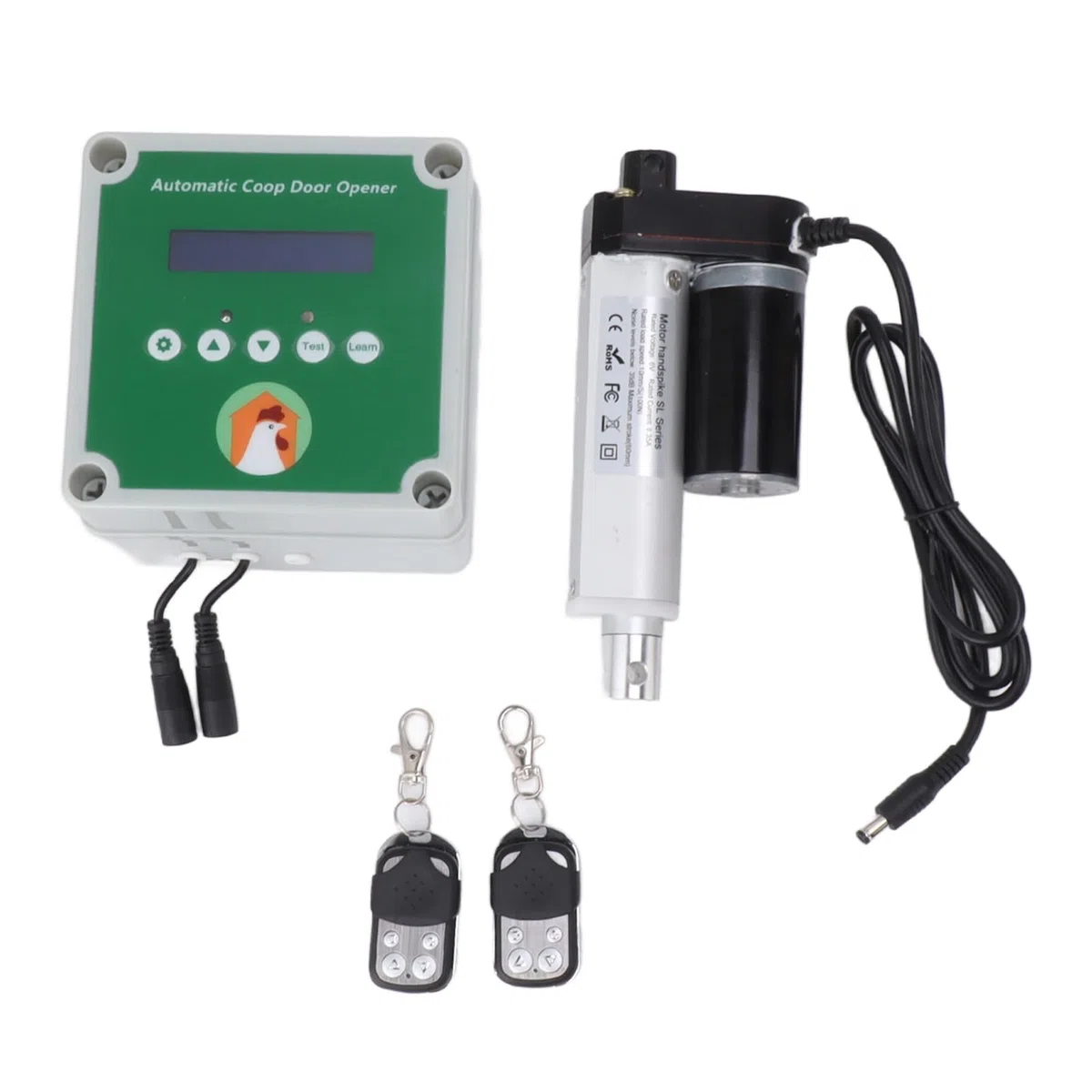 Jeffergarden Kit Apriporta Automatico per Pollaio, Tempo Programmabile Attuatore per Porta Elettrica per Pollaio Set di Regolazione Libera da 100 a 240 V per Fattoria (Spina UE)