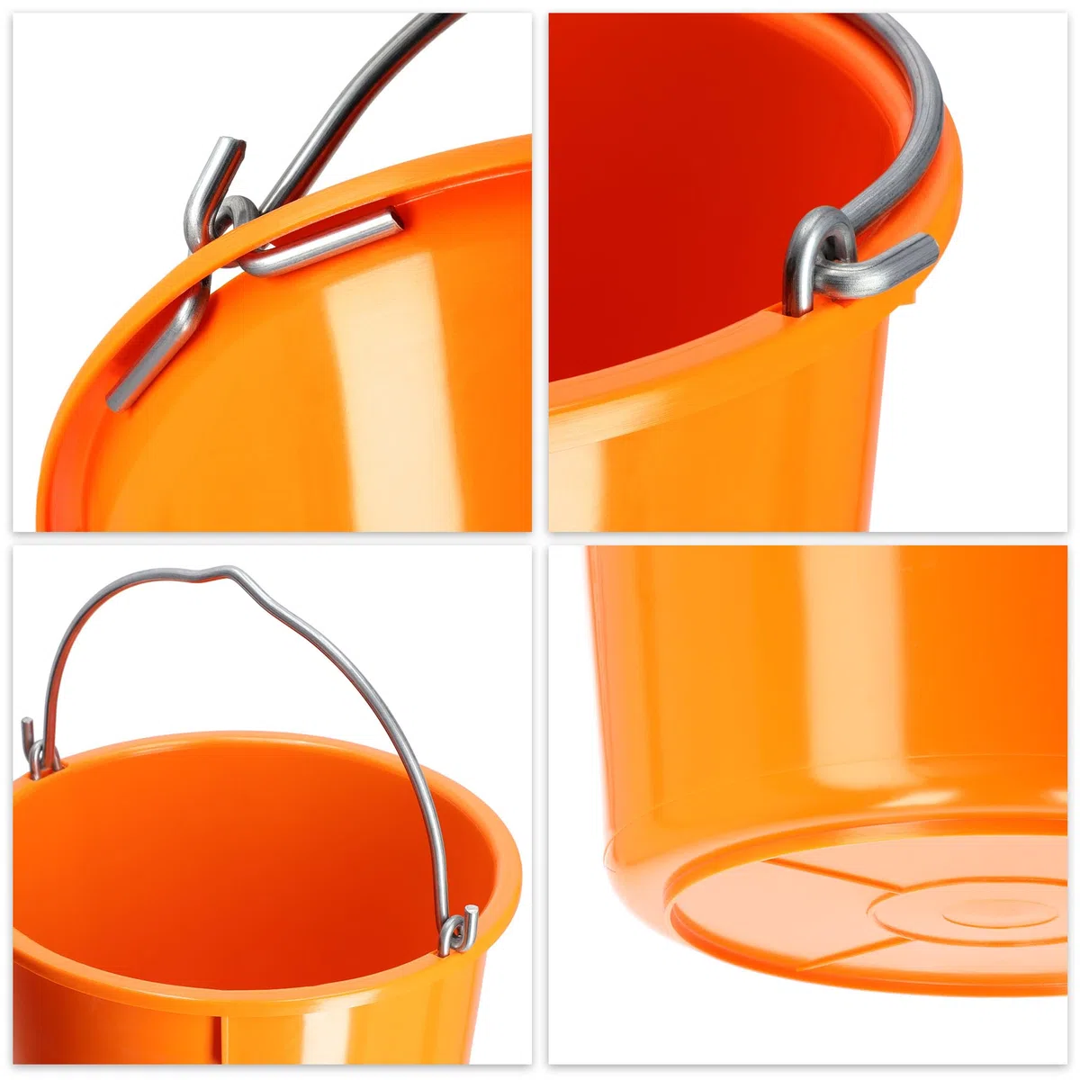 KADAX Secchio da Costruzione in plastica, Secchio per Malta con Manico in Filo di Zinco, Secchio, Secchio per Cemento, Secchio per Malta, Secchio per Acqua, (20 l, 3 Pezzi Arancione)