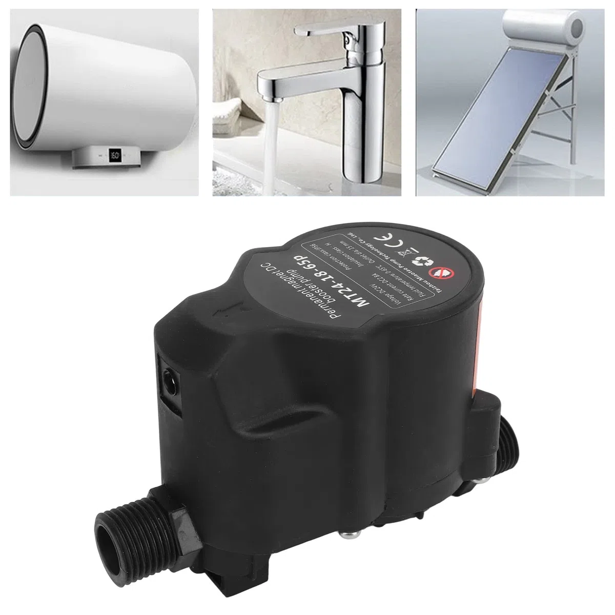 Pompa Acqua 24V DC per Casa, Pompa Booster Pressione Acqua Automatica, Pompa di Ricircolo Scaldabagno, per Doccia, Cucina, Tubo da Giardino
