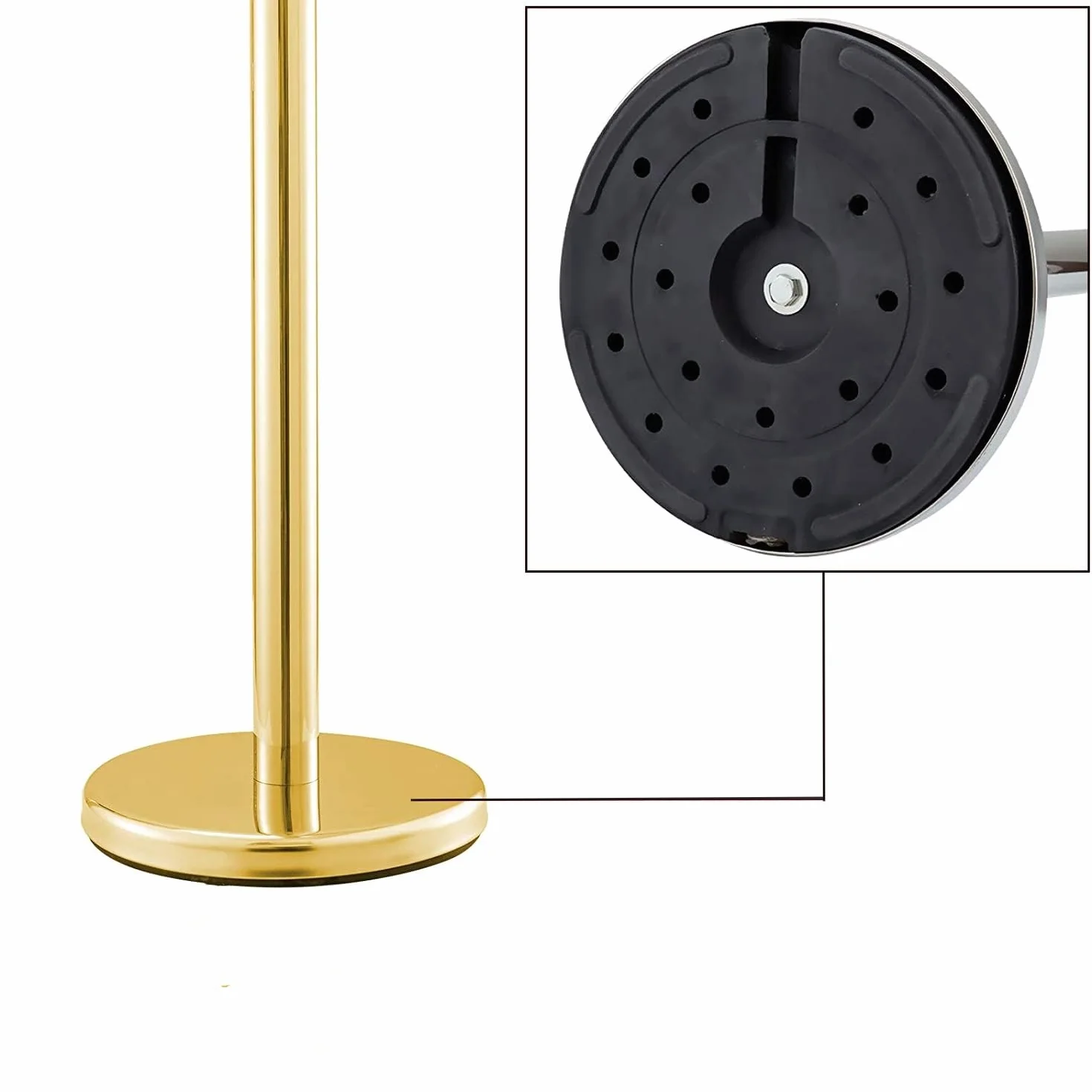 4PZ 96 cm Barriera di Controllo della Folla con 1,5 m Corde di Velluto Rosso Controllo della Folla in Acciaio Inox Tondo Post Palo, Base cava a iniezione di sabbia
