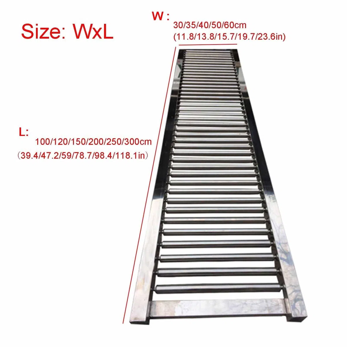 XPLKQXE Rulliera Nastro Trasportatore, Magazzini Trasportatore A gravità Leggero, Ruote per Pattini Non Motorizzate in Acciaio Inossidabile, Tavolo Trasportatore(50x200cm)