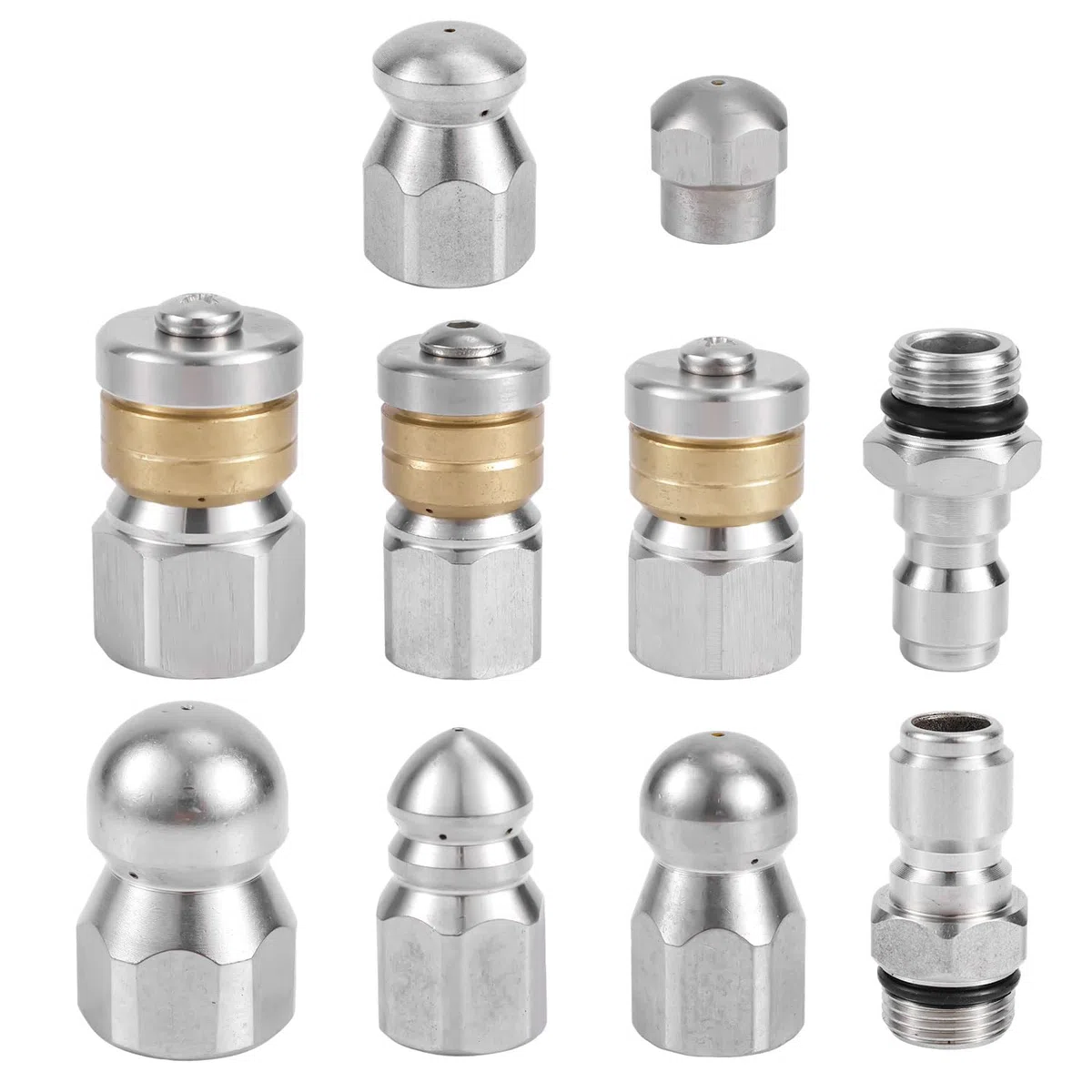 NQEUEPN 10 ugelli a getto per fognatura con connettori rapidi NPT da 1/4 "e 3/8", ugello a getto Karcher in acciaio inox per idropulitrice a getto di scarico tubo di scarico strumento di pulizia
