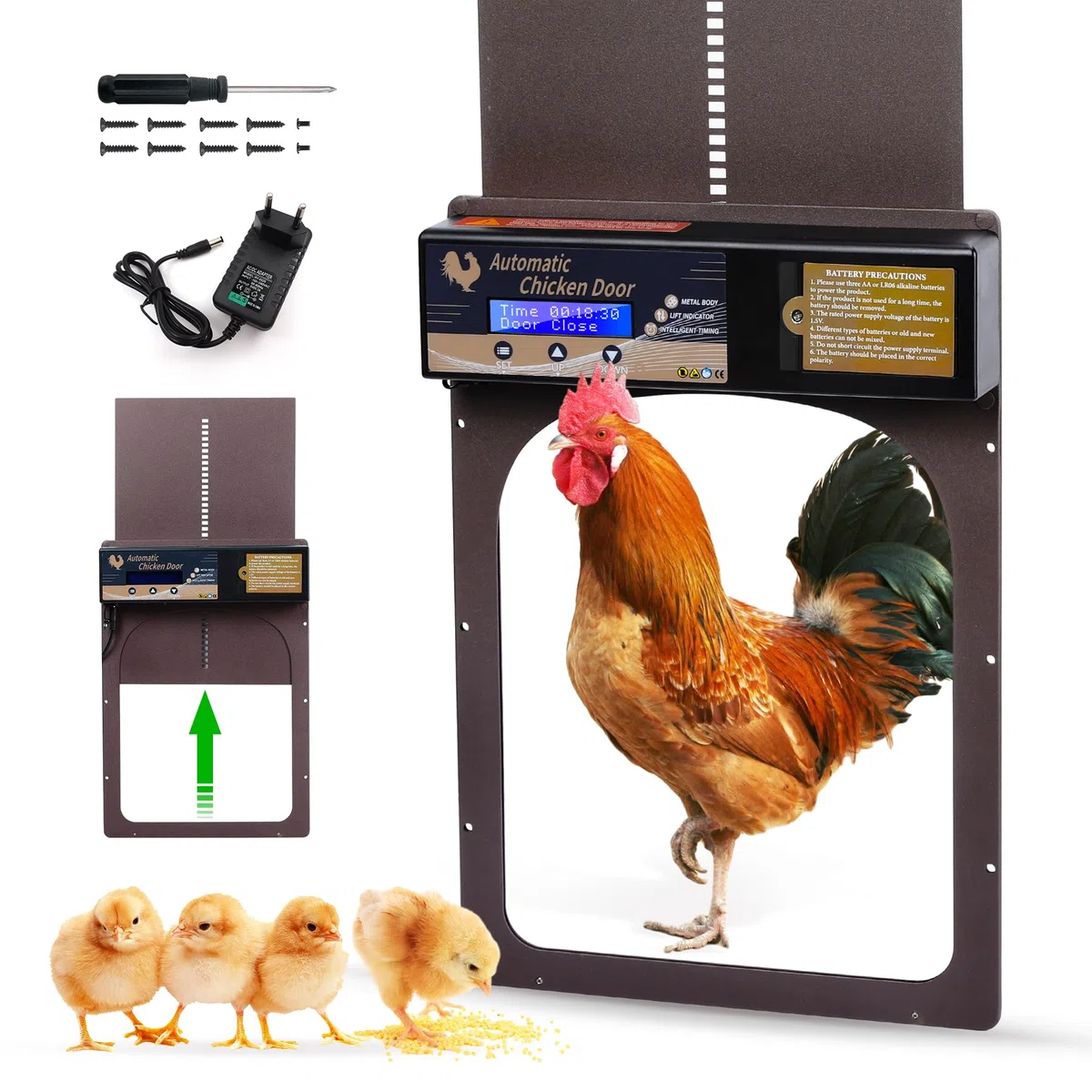 VAYALT Ultimo apriporta automatico di pollo, apriporta controllata manualmente, con display a LED, timer, sportello elettrico automatico per pollaio