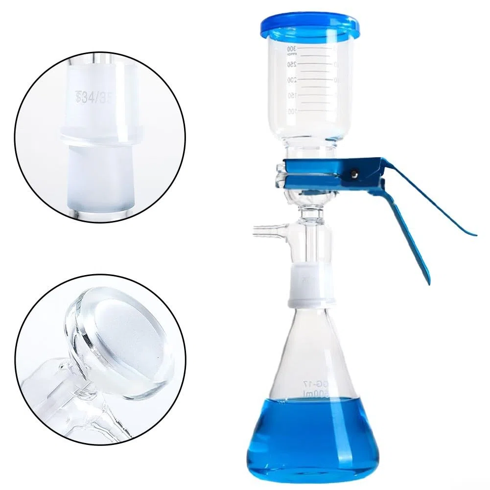 Unità di filtrazione sotto vuoto da laboratorio Apparecchiatura filtrante in vetro Unità di filtrazione sotto vuoto 1000 ml Boro3.3 Bottiglia filtrante da laboratorio in vetro con testa