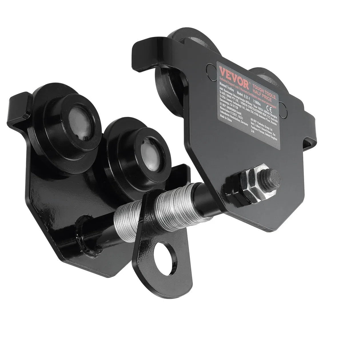 VEVOR Carrello di Sollevamento Capacità di Carico max. 0,5 T, Carrello con Trave di Spinta Larghezza Regolabile 63,5-139,7 mm, Carrello di Sollevamento per Garage Officina in Acciaio Legato Travi I