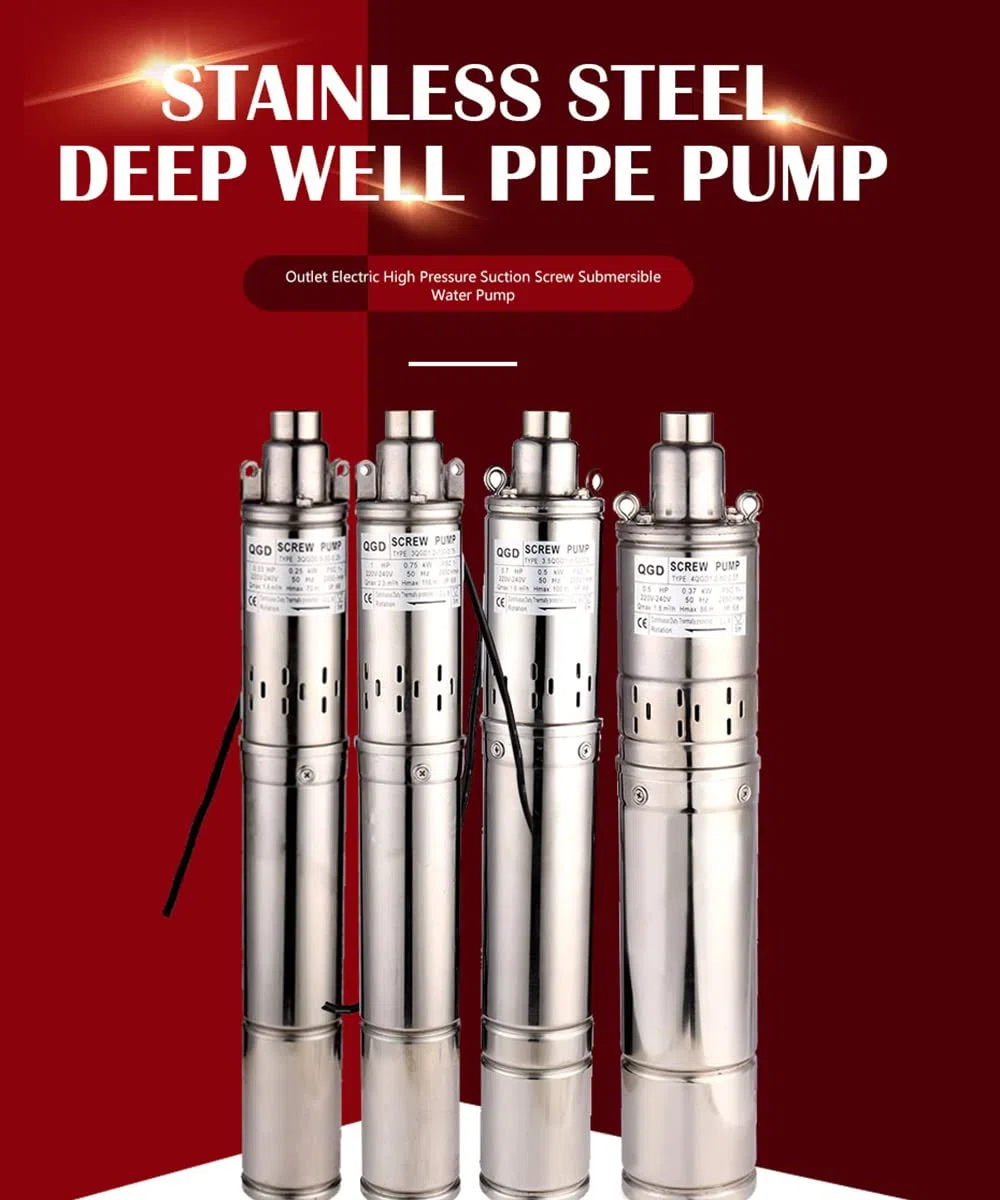 1.1Kw 1.5HP Pompa Immersione a Vite in Acciaio Inox Portata massima 2000 l/h Altezza massima di trasporto 110m Uscita 1" Diametro 3,5" con cavo da 49,2 piedi per l'irrigazione dell'agricoltura