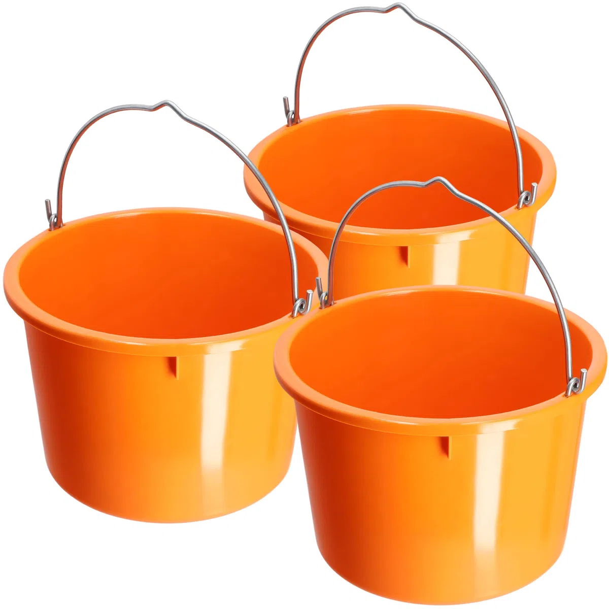 KADAX Secchio da Costruzione in plastica, Secchio per Malta con Manico in Filo di Zinco, Secchio, Secchio per Cemento, Secchio per Malta, Secchio per Acqua, (20 l, 3 Pezzi Arancione)
