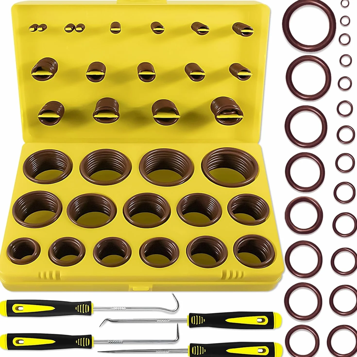 XBVV 386 pezzi 30 dimensioni metriche Viton O-ring assortimento kit per vari prodotti chimici, cilindri, idraulici, automotive e sanitari pressione lavatrice O-Ring riparazioni