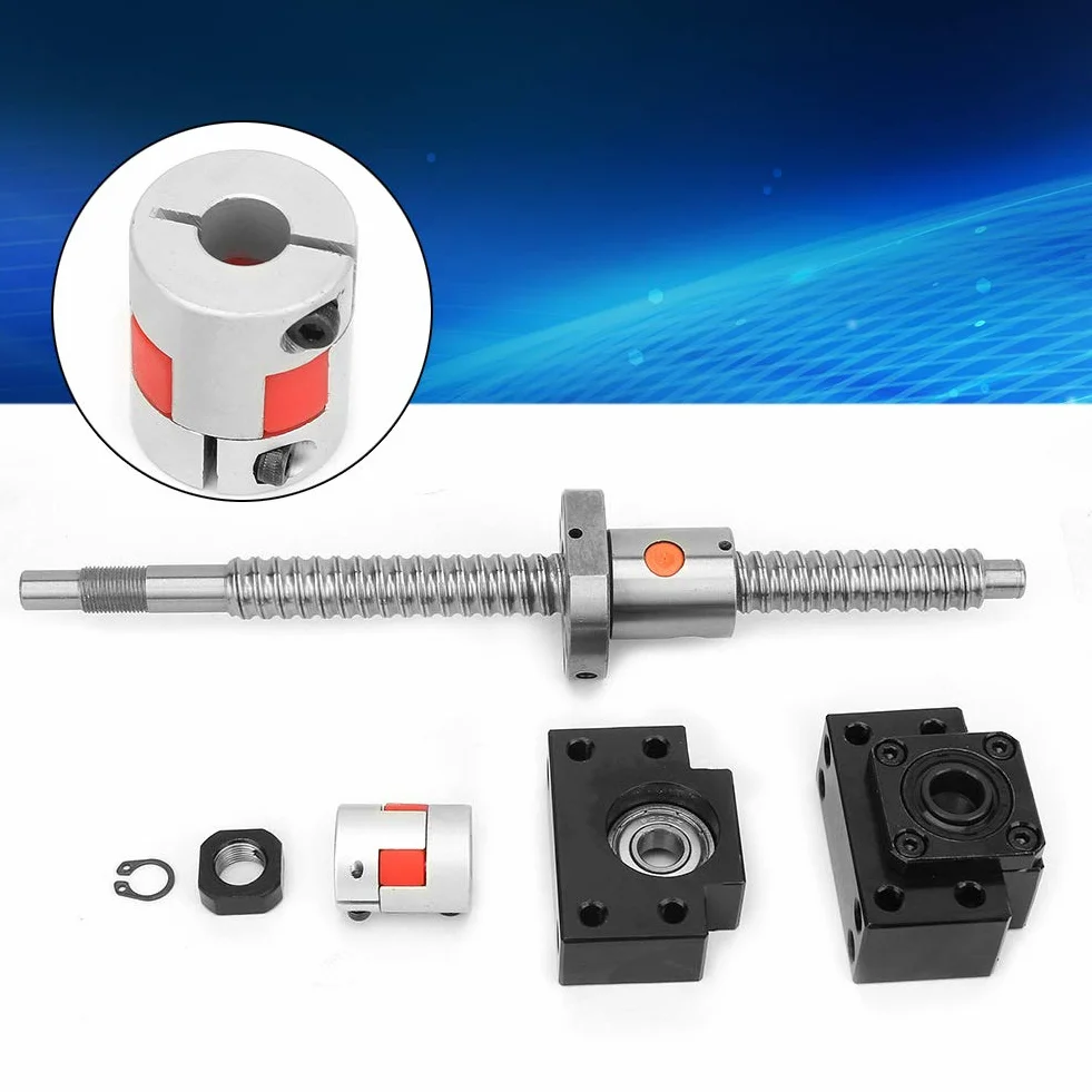 SFU1605 Set di viti a ricircolo di sfere 250 mm Vite a ricircolo di sfere in acciaio inossidabile e dado e supporto BKBF12 e accoppiamento 6, 35 * 10 mm per macchina CNC