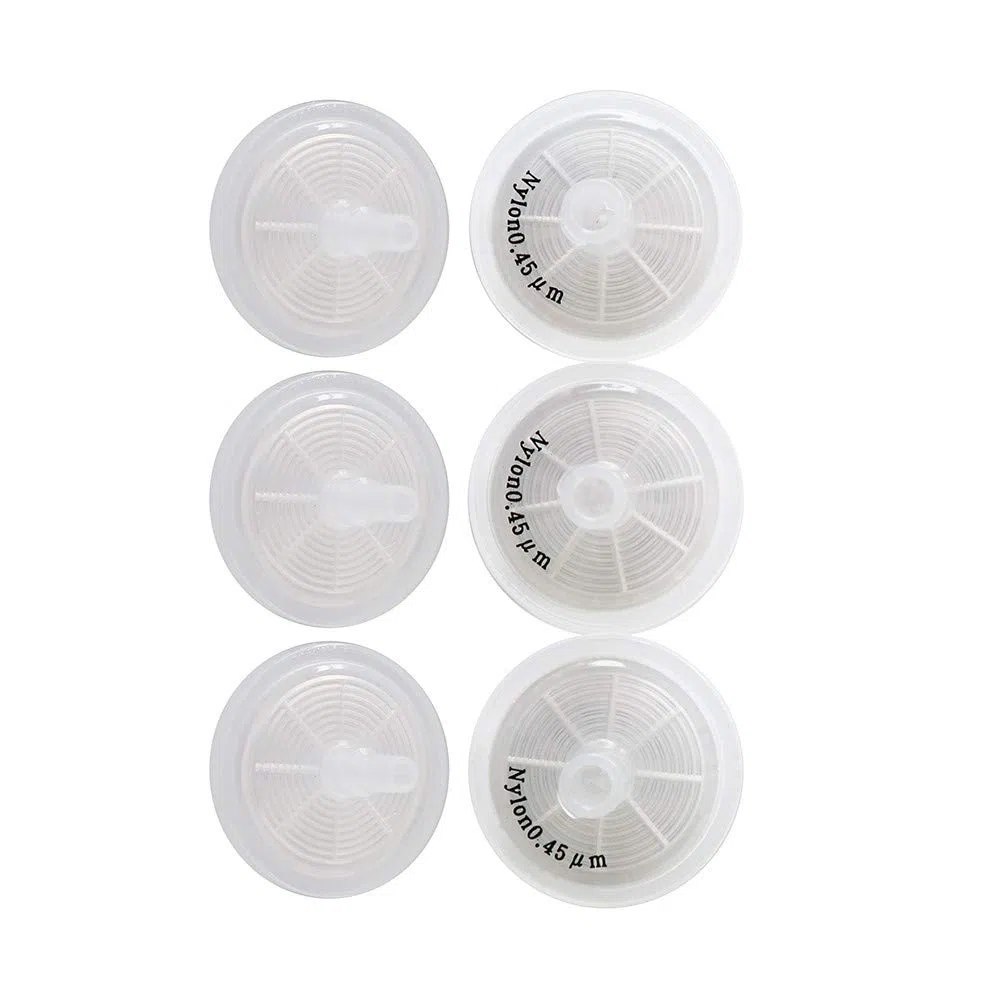 Biotechnology - Filtri per siringa [membrana in nylon idrofila] non sterilizzati, diametro 25 mm, 0,45 μm, dimensione dei pori per filtrazione da laboratorio, confezione da 100