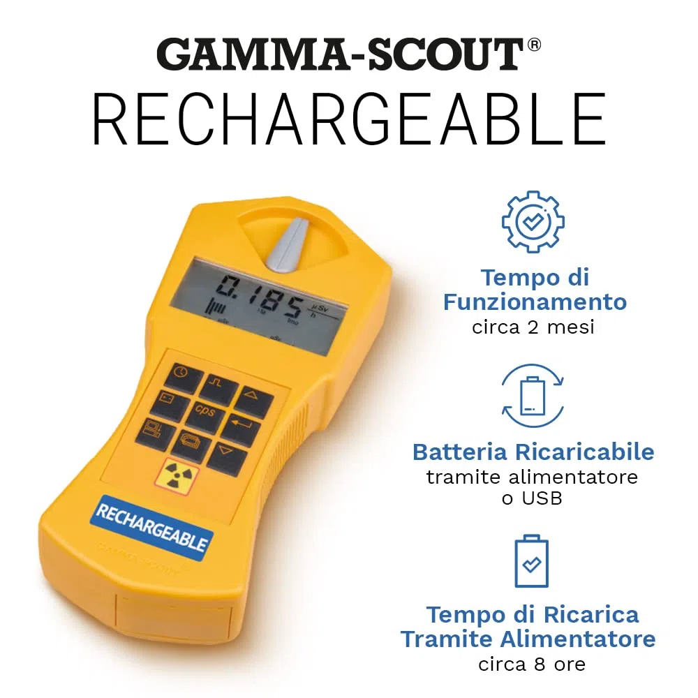 Rechargeable | Contatore Geiger per la radioattività con batteria ricaricabile, uso come dosimetro personale, misuratore di radiazioni incl. interfaccia USB e software di analisi dati