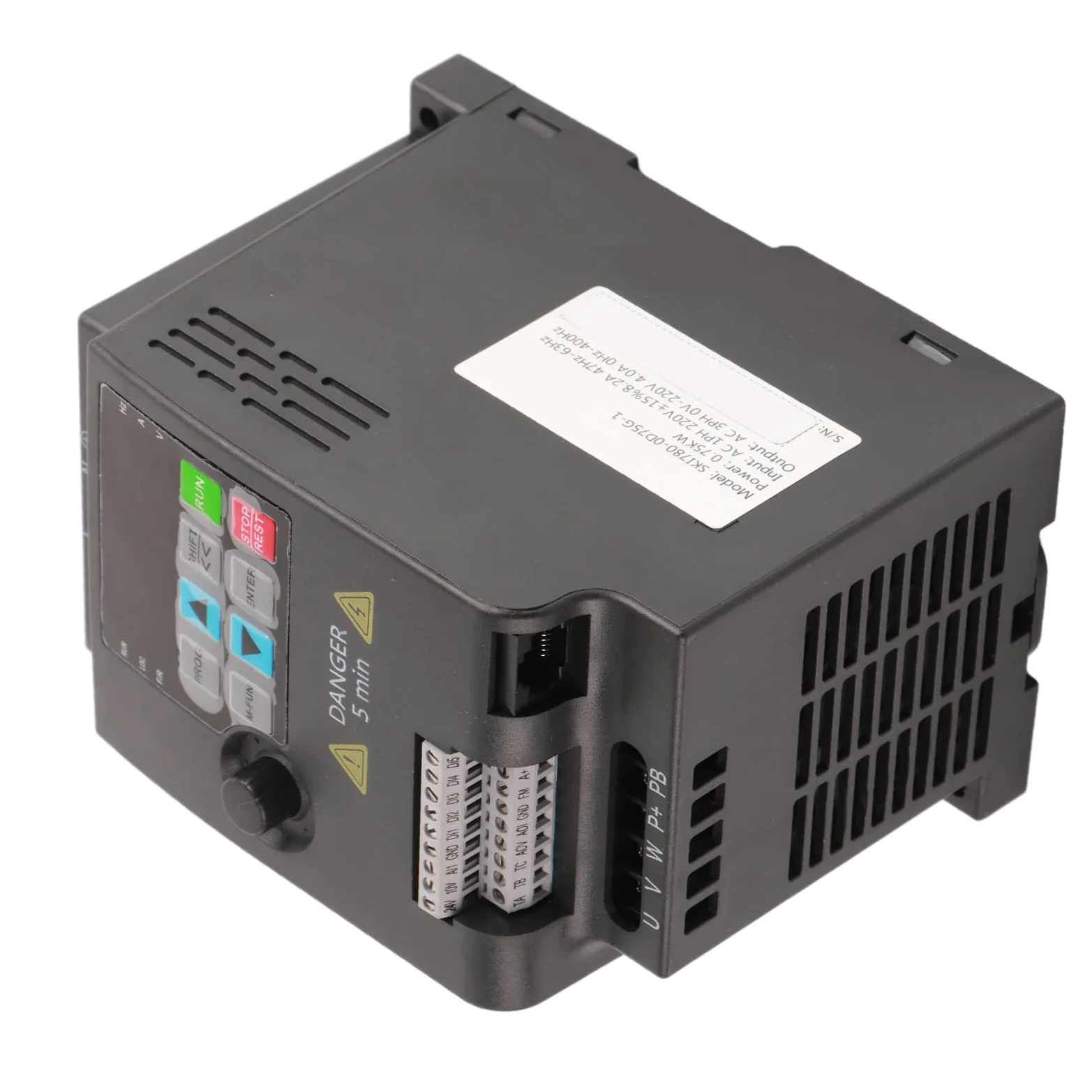 Convertitore di Frequenza SKI780 0,75kW 220V 380V, Inverter Universale per Motore Elettrico con Regolazione Velocità, VFD Mini per Pompe e Compressori, 110x85x142mm